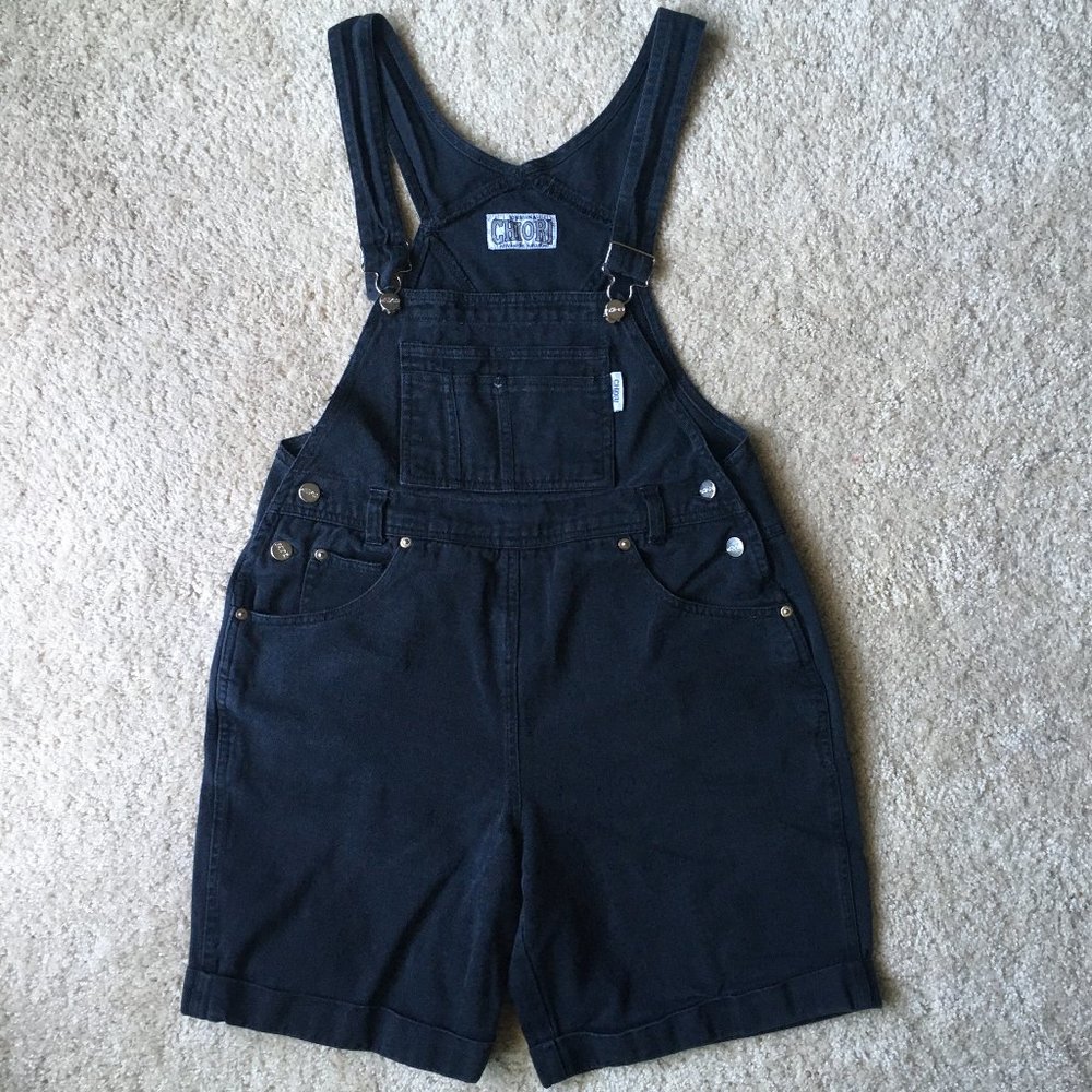 Vintage Black Chiori Shorteralls Overalls